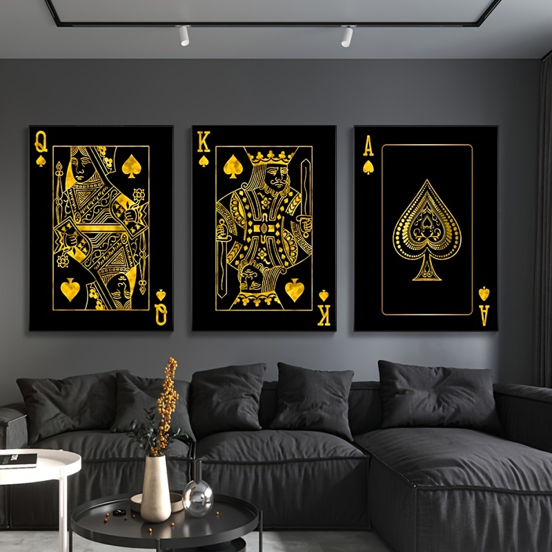 Canvas Poster, Modern Art, King, Queen  Ace Playing Cards Painting Wall  Art Canvas Painting, Ideal Gift For Bedroom Living Room Kitchen Corridor, Wall  Art, Wall Decoration, Fall Decor, Room Decoration, No
