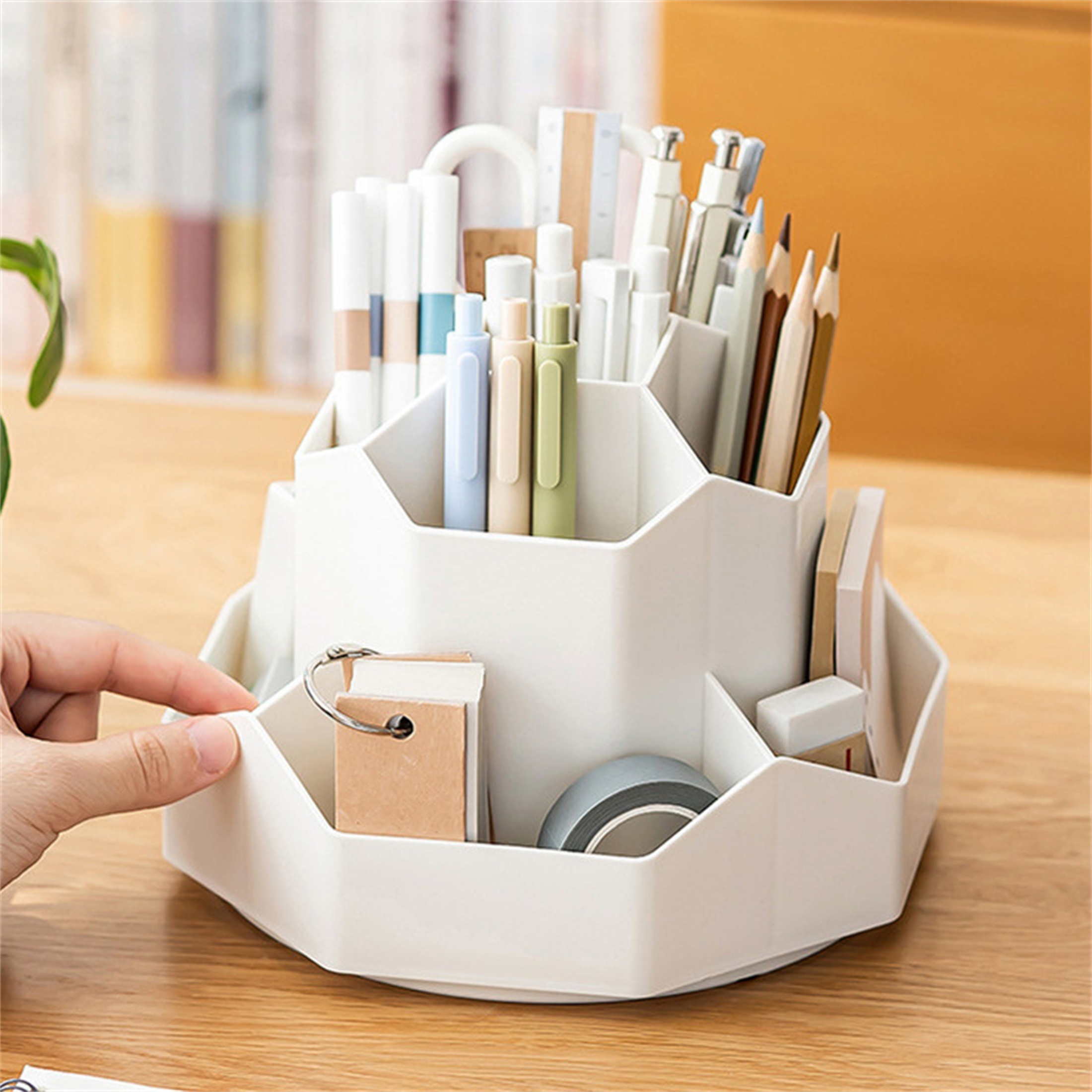 Simple Large Capacity Storage Box Office Rotary Pen Holder - Temu