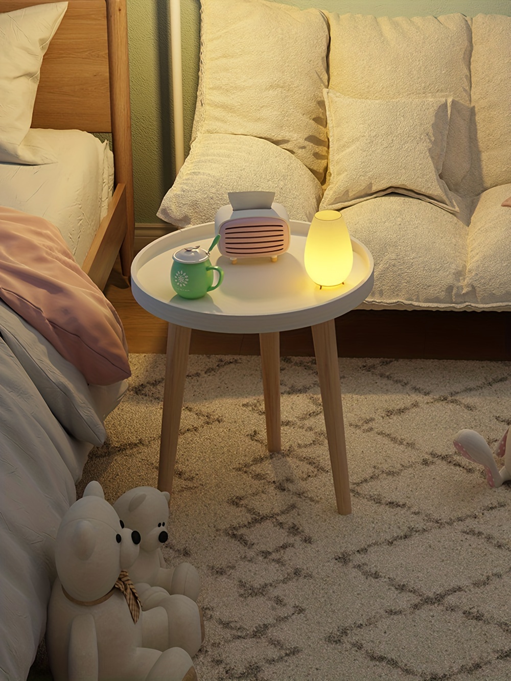 Small Coffee Table Round Snack Table Portable And Space - Temu