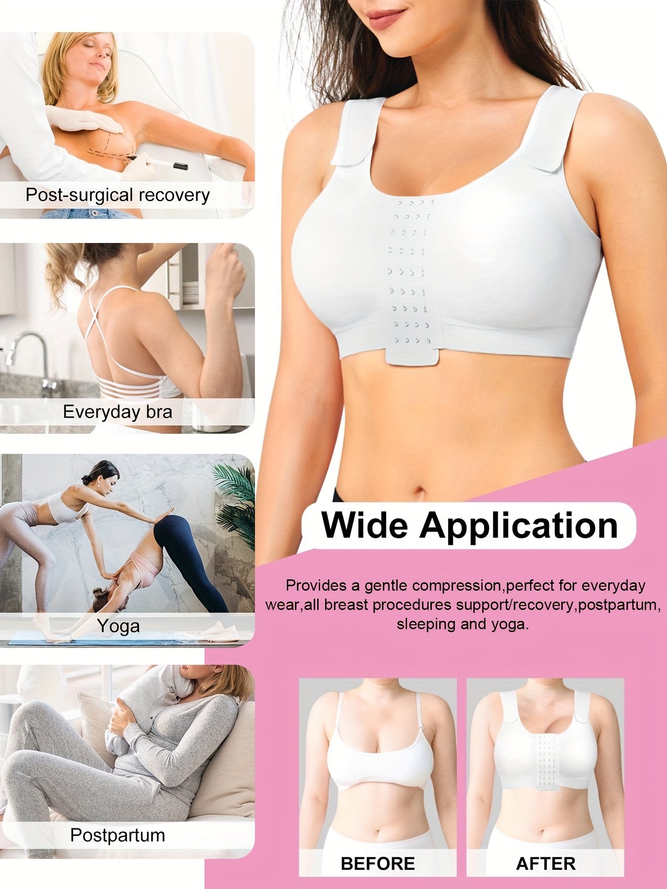 Care+Wear Post Surgery Recovery Bra for Post Mastectomy, Reconstruction :  : Clothing, Shoes & Accessories