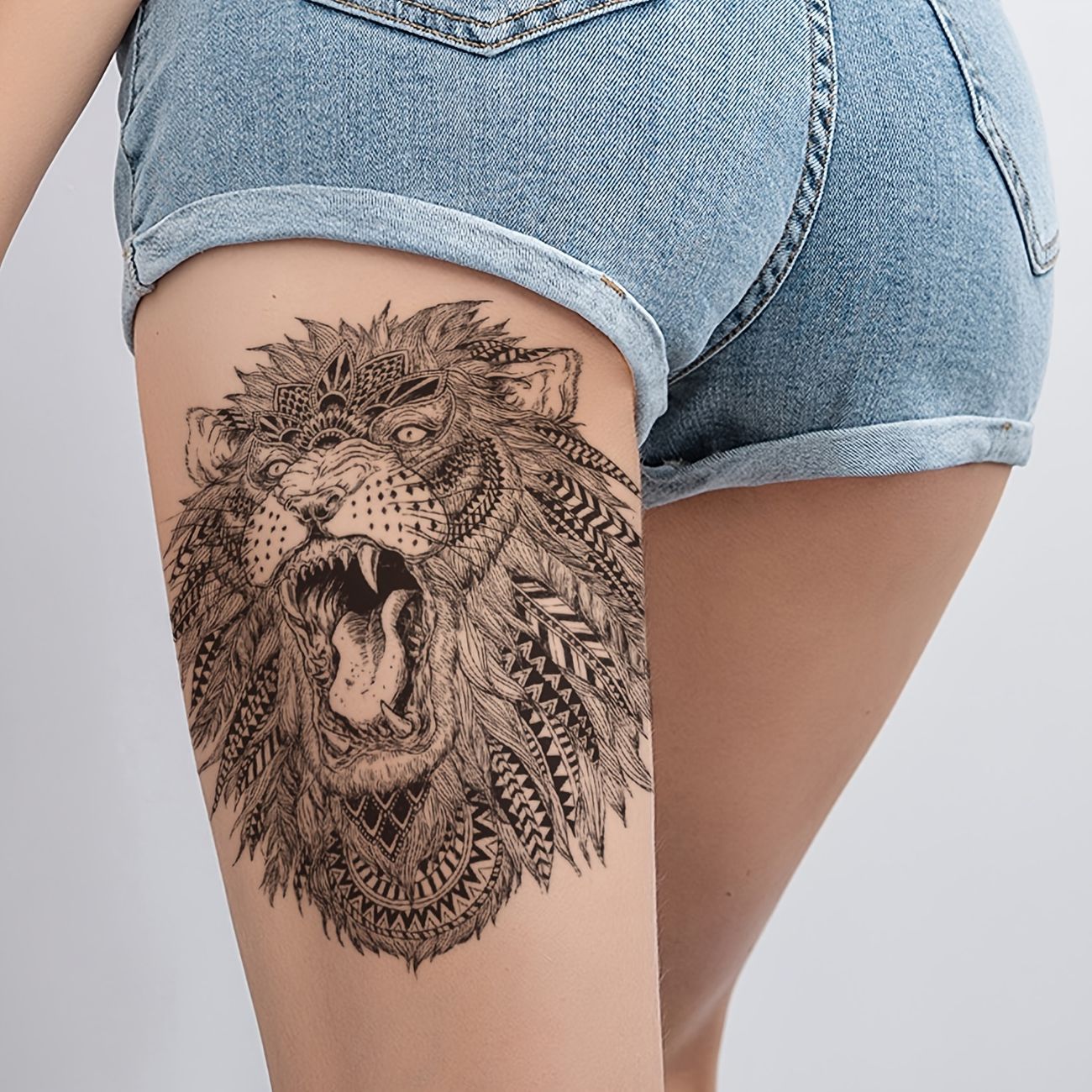 Lion Head Waterproof Temporary Tattoos For Women Men Fake Tattoo Stickers  Adult Kids Women Neck Arm Thigh Tattoo Sticker | Shop The Latest Trends |  Temu
