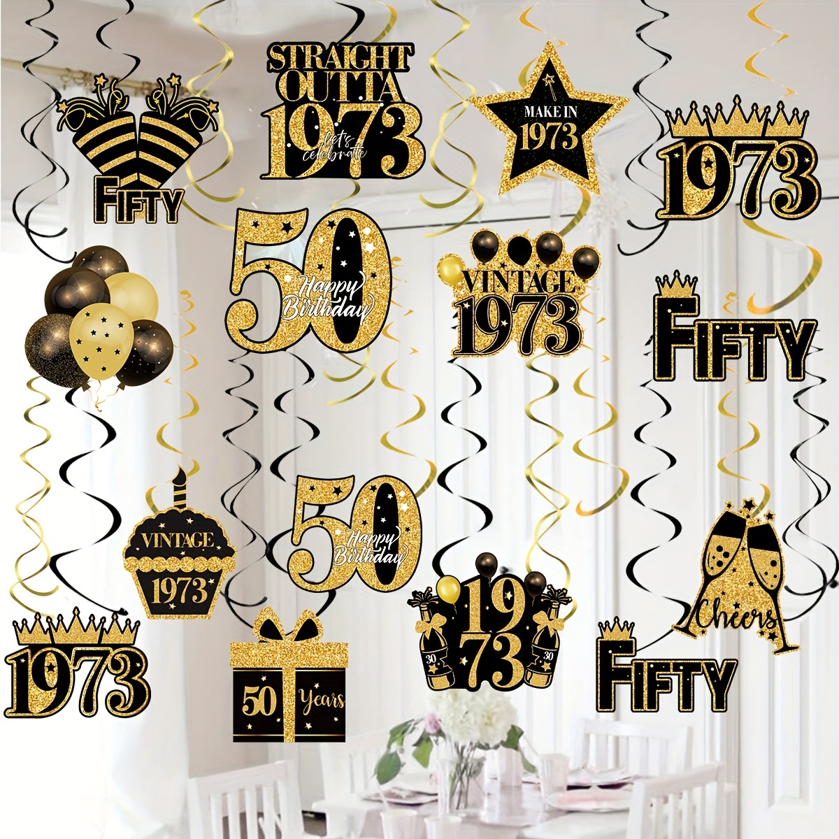 Decoraciones de cumpleaños número 50 para mujer, pancarta de feliz  cumpleaños número 50, decoración de fiesta de cumpleaños 50 con números de  globos