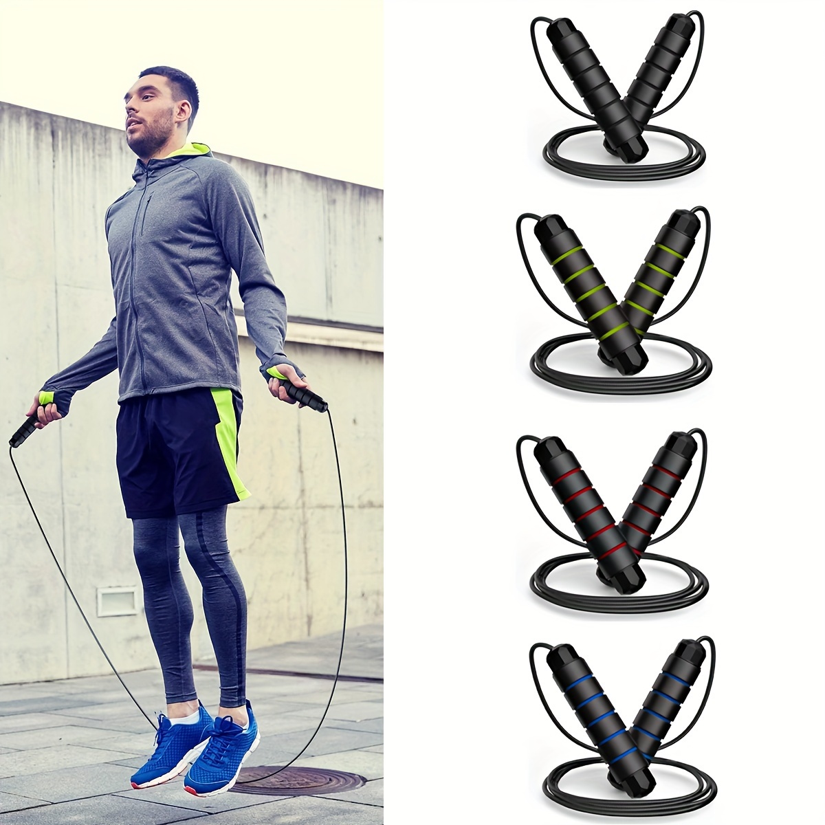 Cuerda de saltar segmentada para fitness y ejercicio, cuerdas de saltar  ajustables con asas de plástico, cuerda de saltar sin enredos para  crossfit