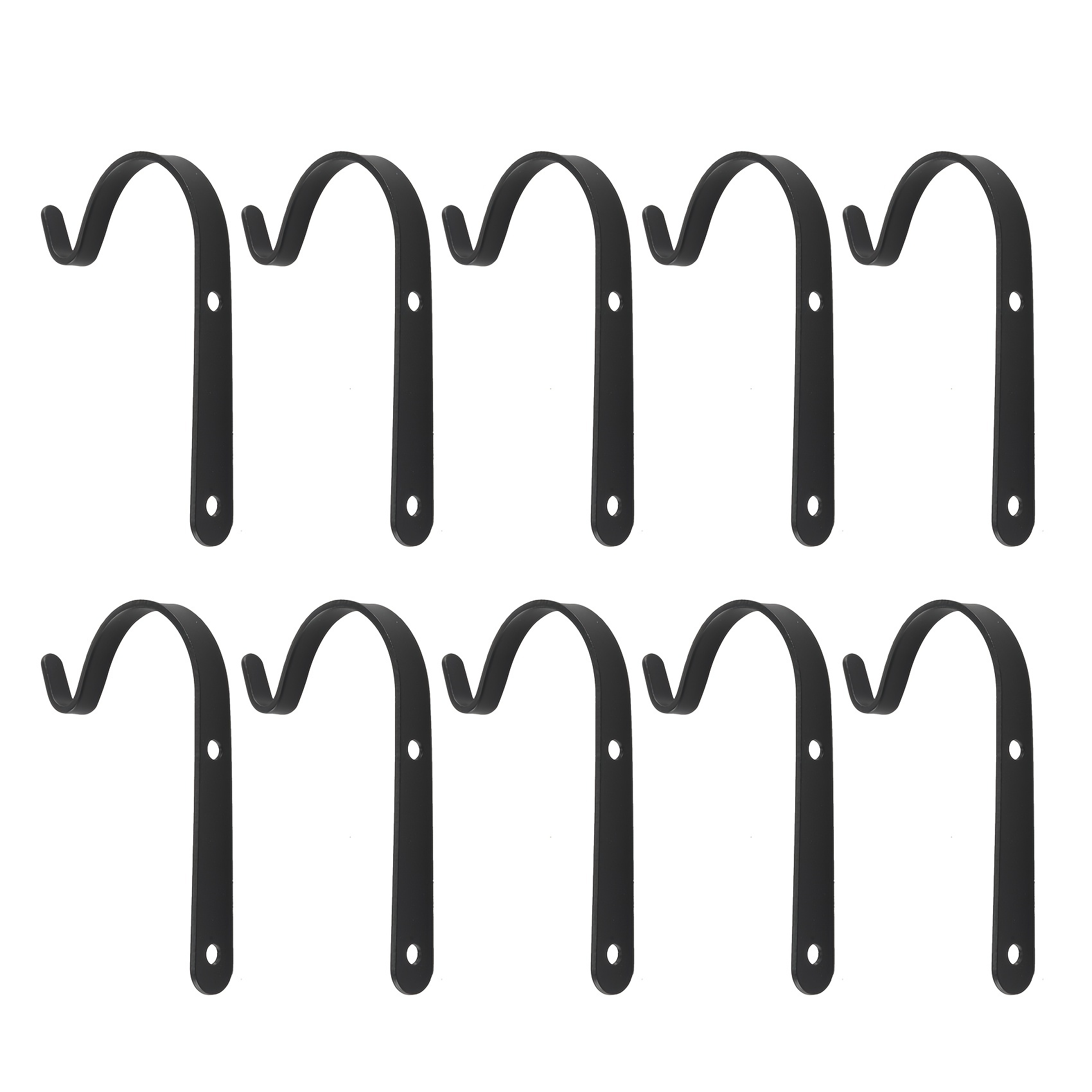 10pcs Black Iron Wall Hanging Hooks Heavy Duty Basket Brackets Strong Wall Mounted Storage Hooks For Outside Garden Decorations
