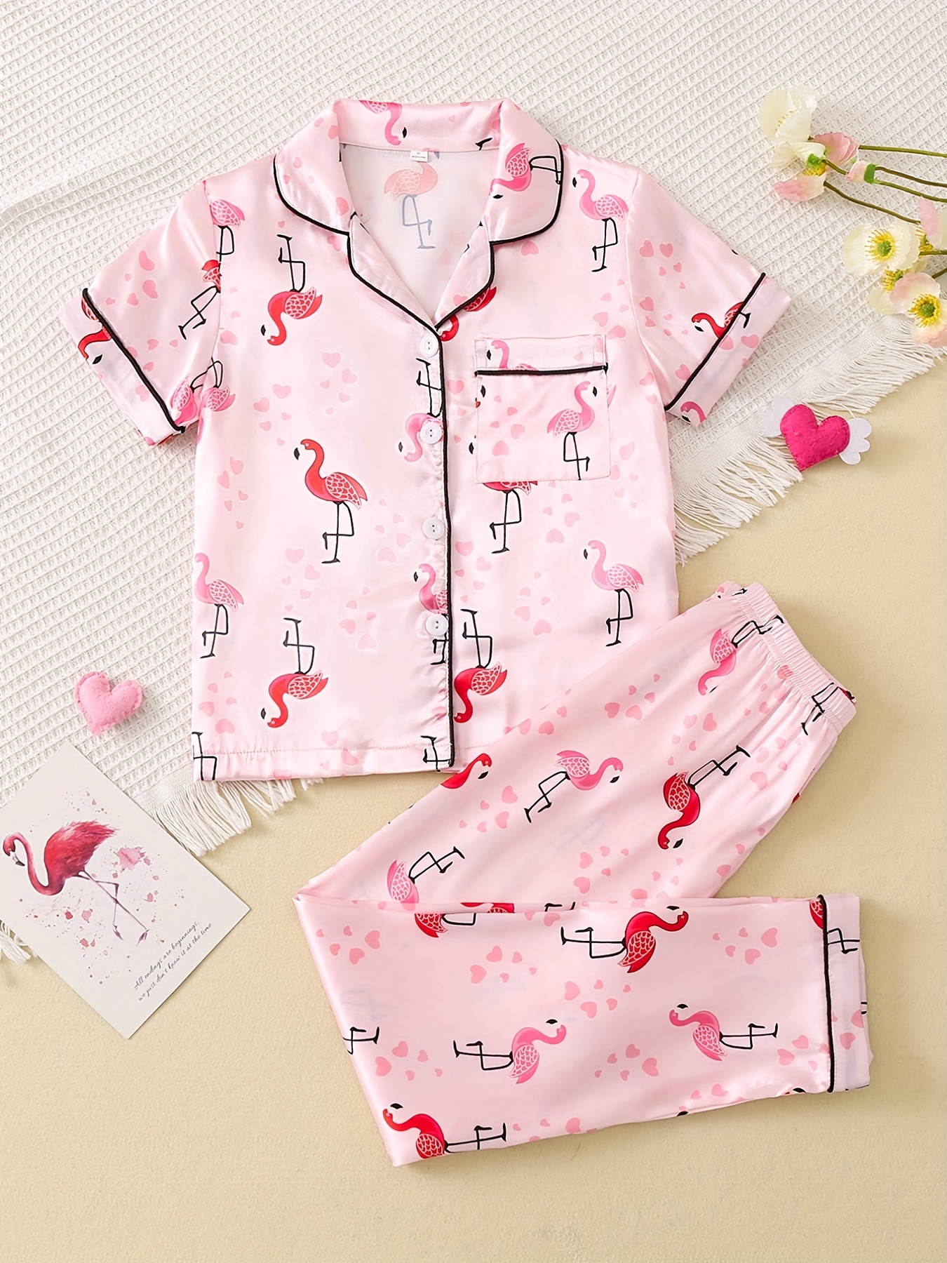 Pink Satin Silk Short Sleeve Pajama Set For Toddler Girls Summer Satin  Sleepwear For Kids 2 14 Years From Pang07, $6.96