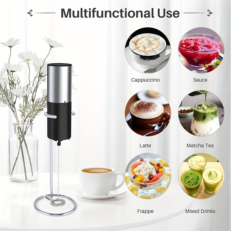 1pc Milk Frother With Replacement Head, Modern Silver Rechargeable Electric  Drink Mixer For Kitchen