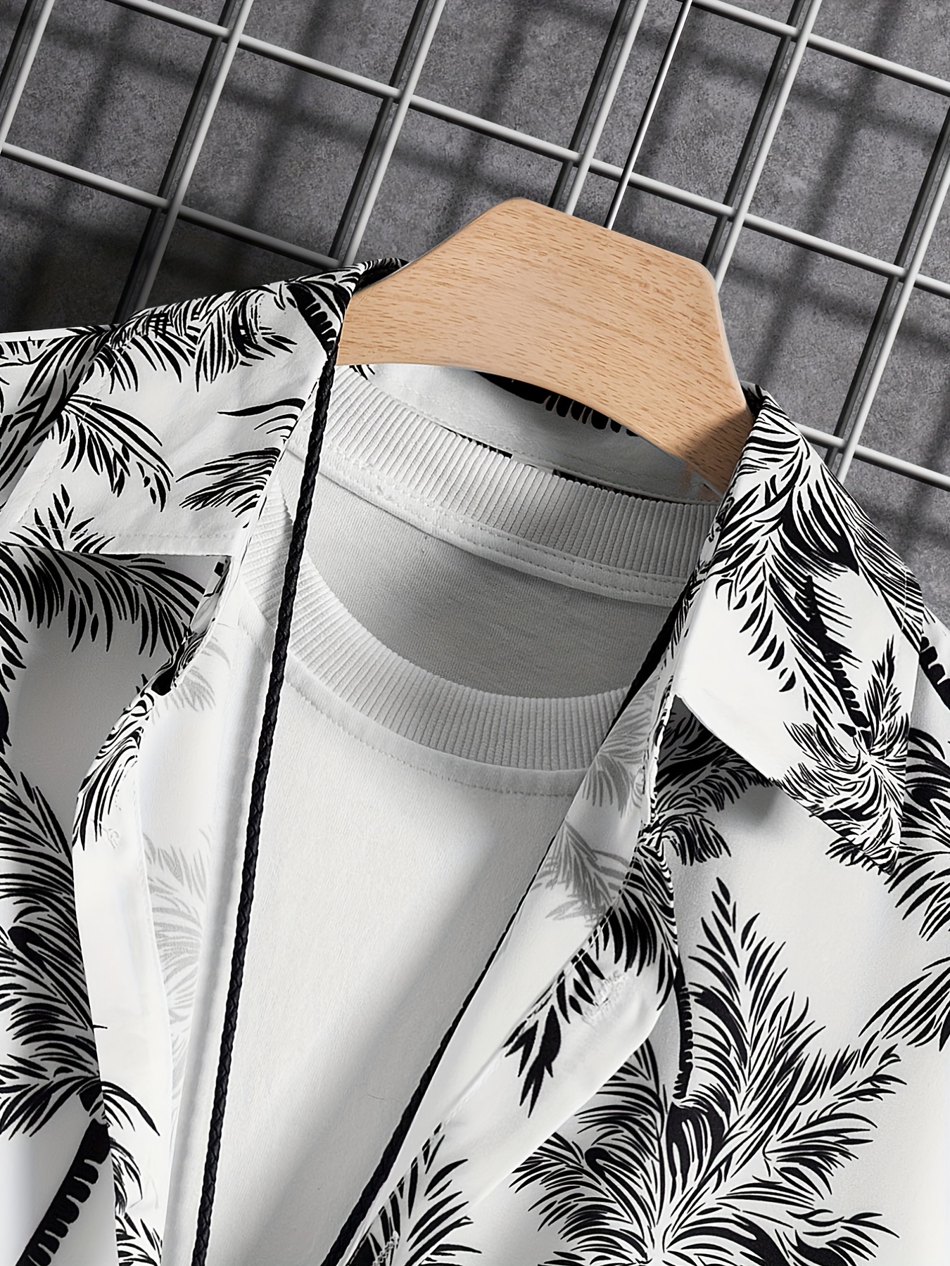 Palm Tree Pattern Casual Short Sleeve Shirt Men's Hawaiian - Temu