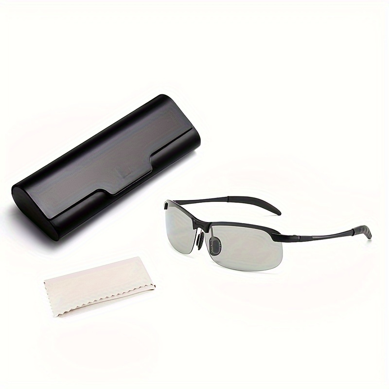 Fashion Polarizing Color-Changing Sunglasses for Men, Sport Fishing Driving Sunglasses, with Glasses Case and Cloth,Temu