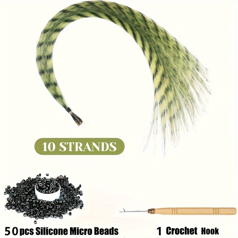 YUDAOHAIR Synthetic Feather Hair Extensions for Women 16 Inch Hairpieces  With100pcs Silicone Micro link Beads And 2 Crochet Hooks Hair Feathers with  Tools Kit (16'' 12 feather mix colors) 16'' 12 feather mix colors