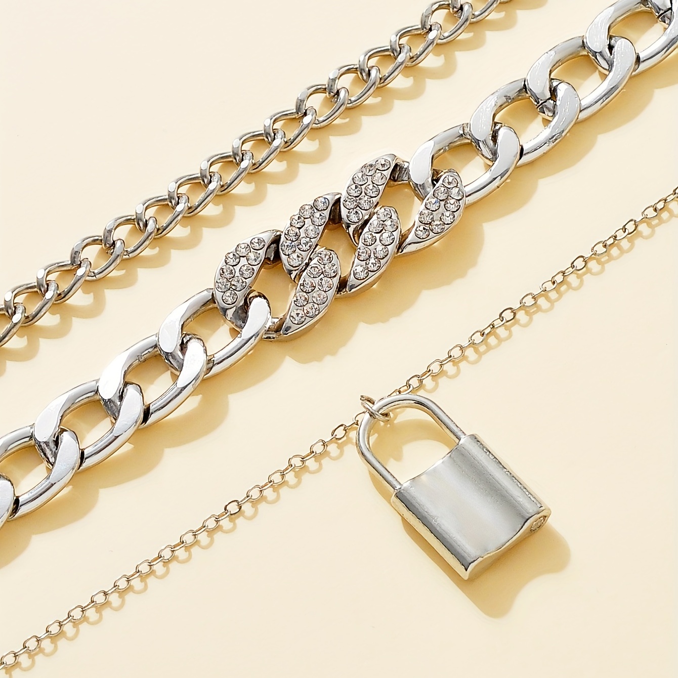 Chain Necklace Chunky Thin Padlock Necklace Chain for Men Curb 