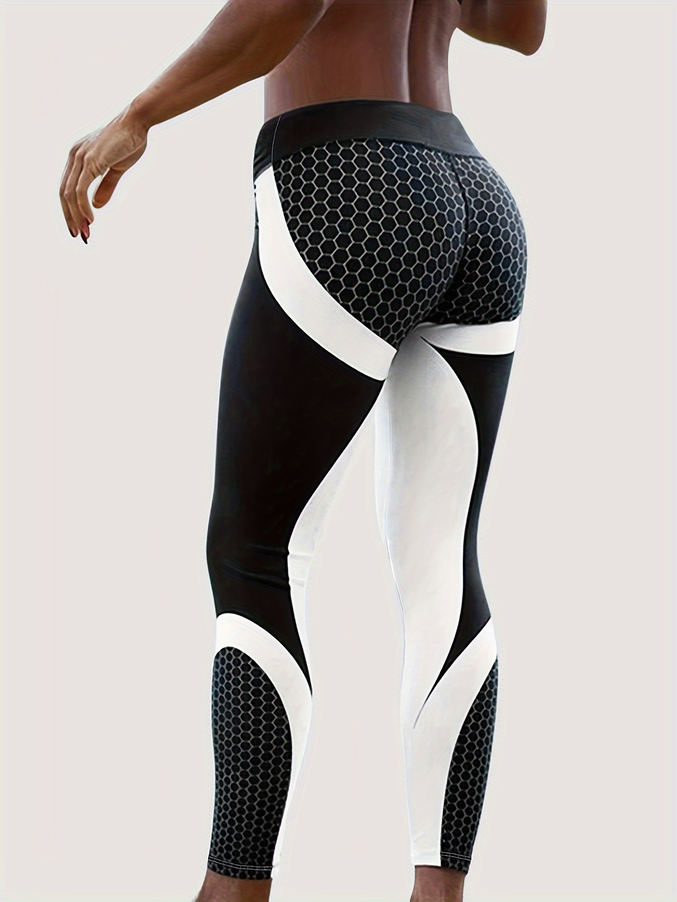 Honeycomb Print Yoga Leggings Women's Ruched Butt Lifting - Temu