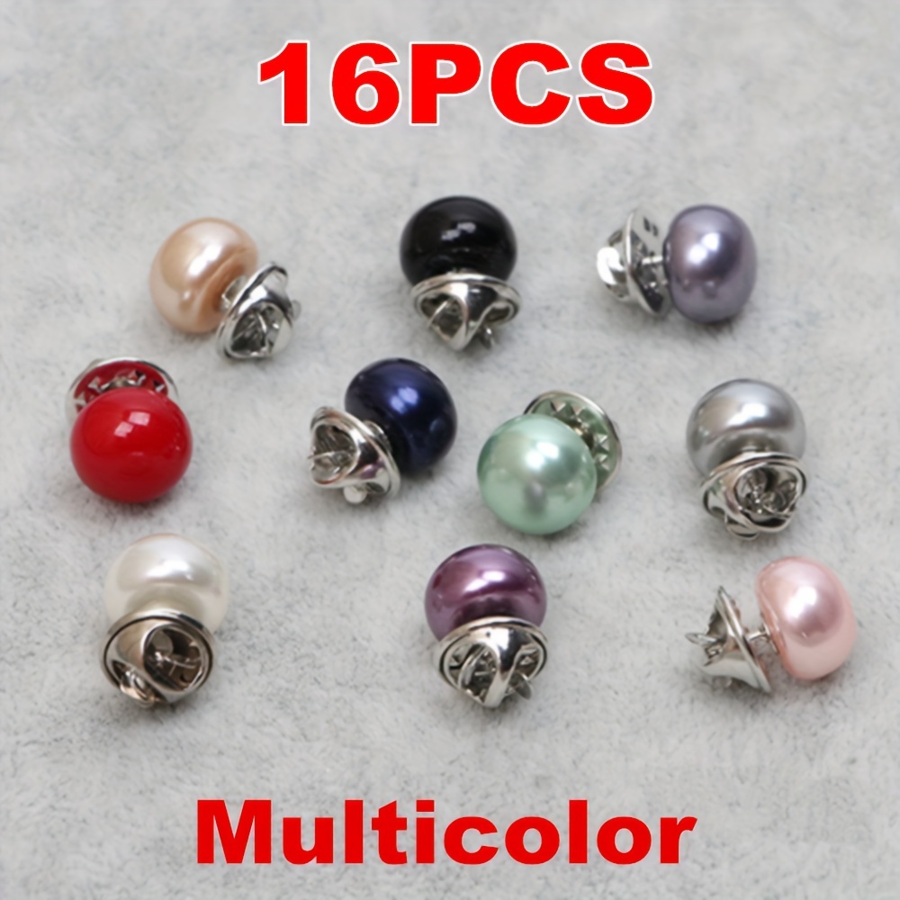 TEMU 8/16/24/32pcs New Button Brooch Pearl Circle Brooch Pins Shirt Sweater Brooches Pin Clothing Accessories Jewelry Brooches For Women