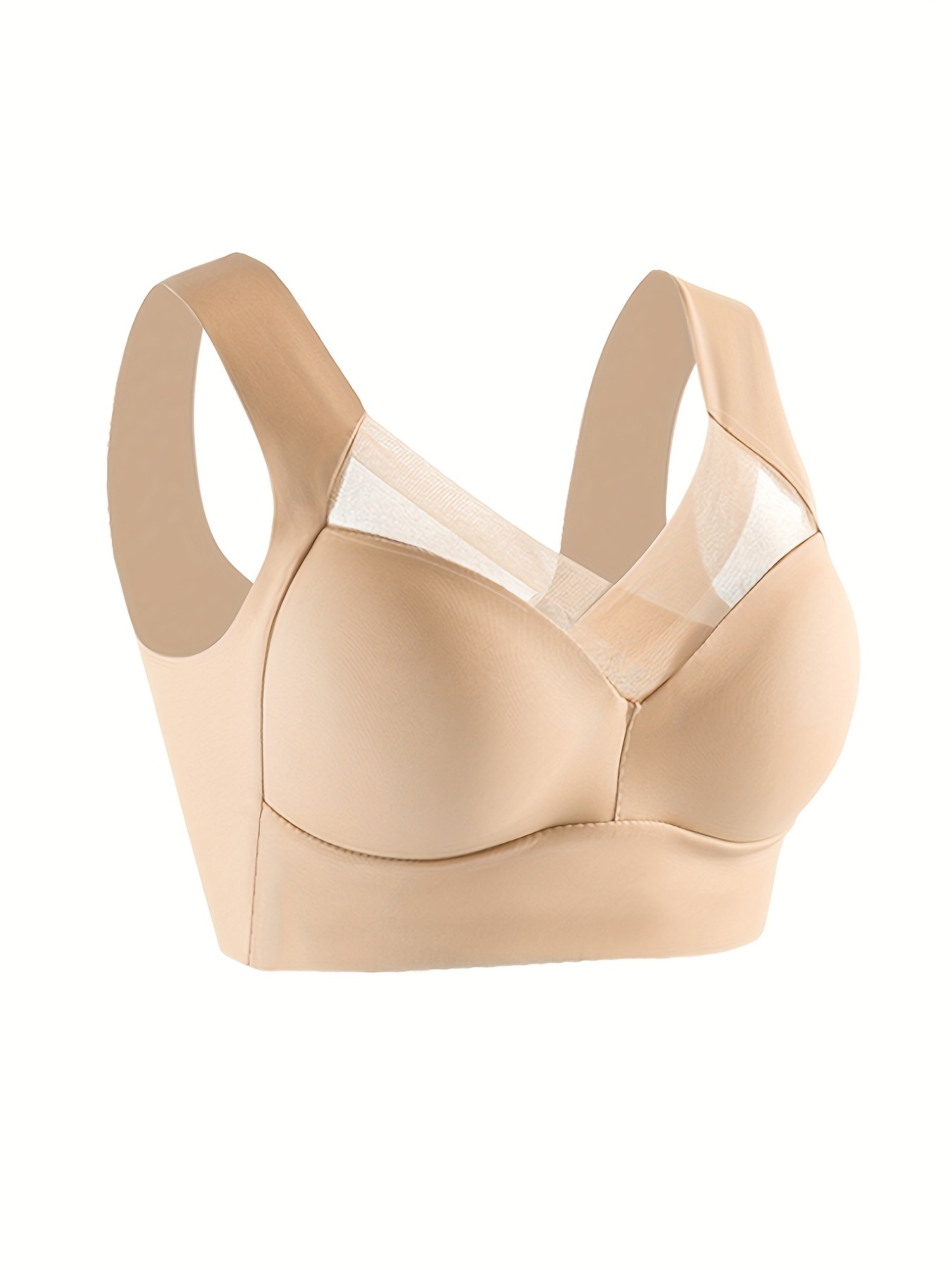 Solid Wireless Sports Bra Comfy Breathable Seamless Push - Temu