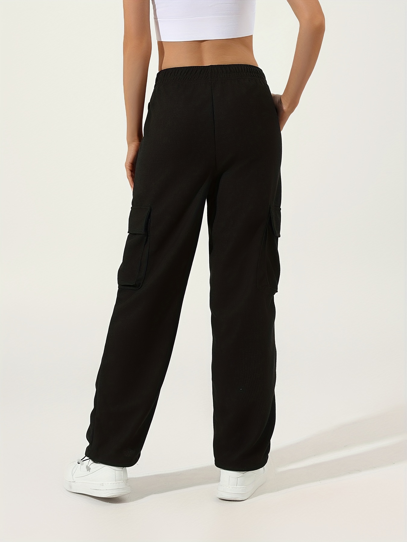 Women High Waisted Sweatpants Waffle Joggers Pants Baggy Lounge