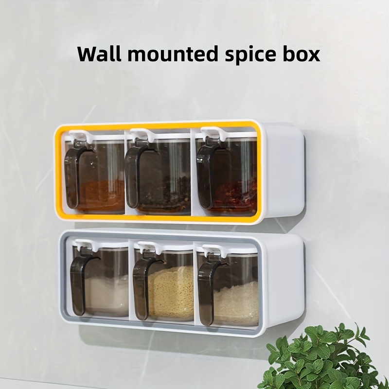 Spice Jars, Wall Mounted Seasoning Containers, Plastic Spice Box, Spice  Box, Used To Store Spices Salt Sugar Salt Pepper, For Countertop, Wall  Mounted Or Cabinet Pantry Doors, Kitchen Accessaries, Kitchen Gadgets,  Cheapest
