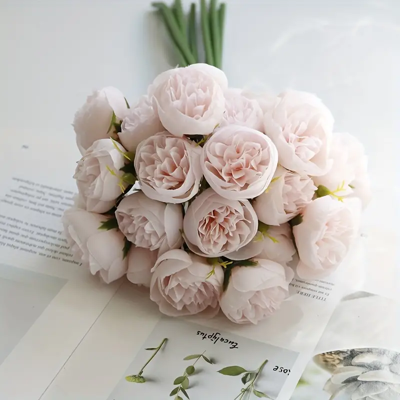 Bouquet Seta Fiori Artificiali Rose 27 Pezzi, Rose Finte Fiori