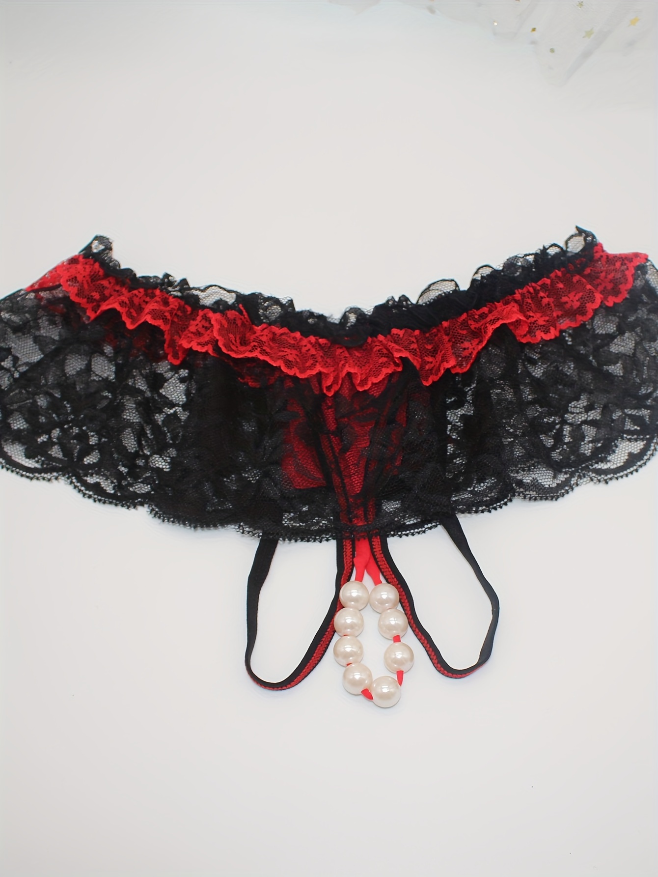 Good Quality Red Open Crotch Pearl Panties Ladies Underwear