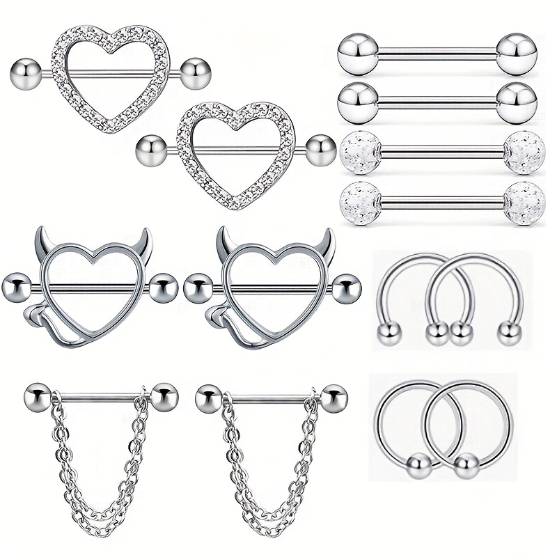 1/2pcs Stainless Steel 6 Colors Unique Personality Nipple Ring Nipple  Accessories Milk Ring Beauty Puncture Accessories Taste