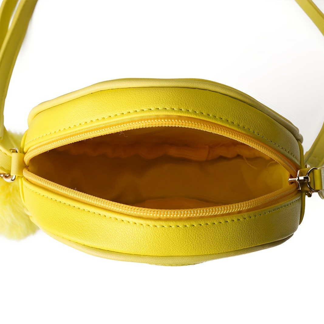 Yellow Round Leather Bag Circle Crossbody Purse & Shoulder Bag for Women