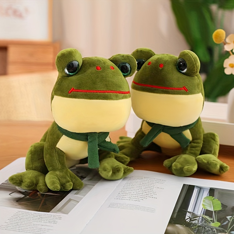 Frog Plush Toy Cute Frog Toy With Scarf Toad Toy Holiday - Temu