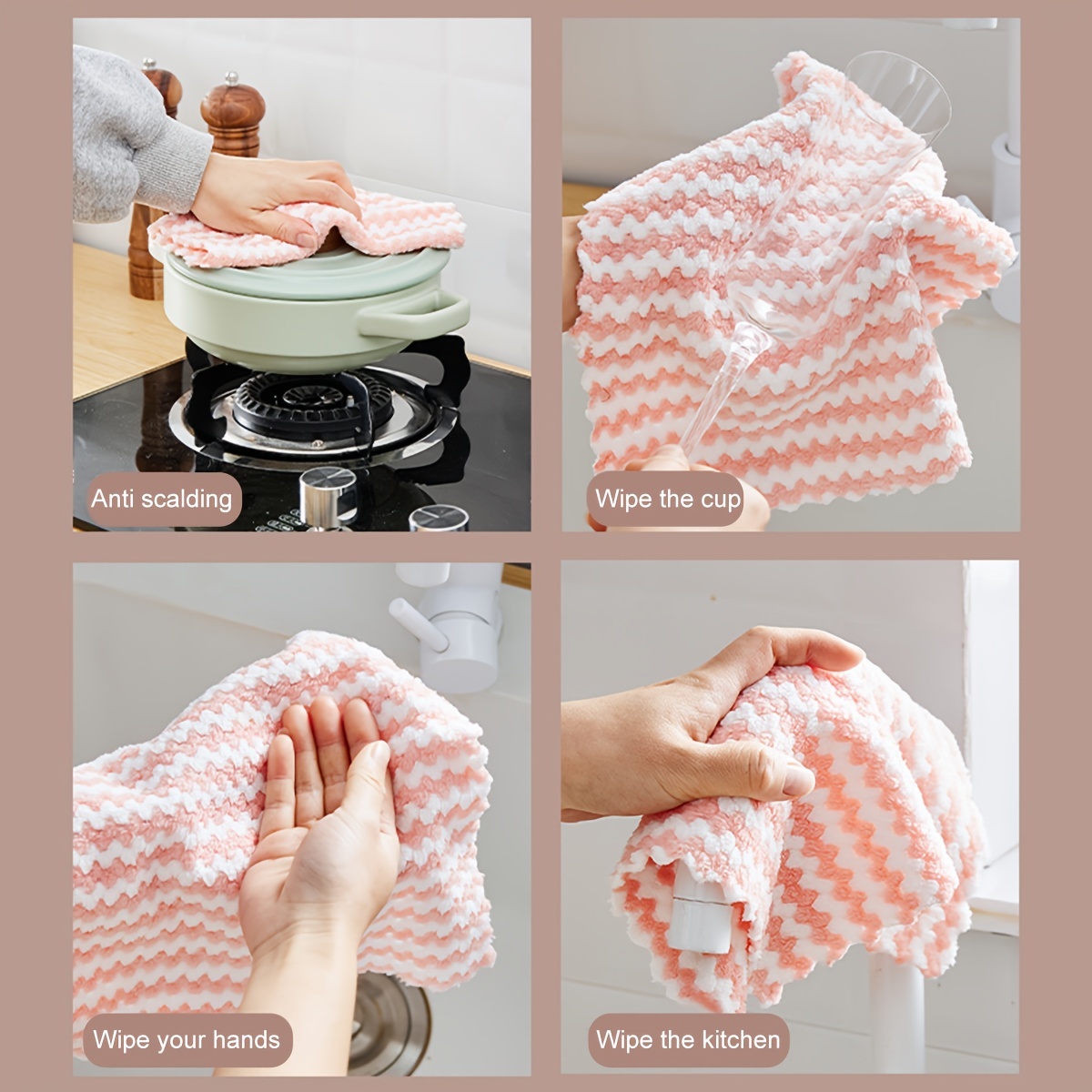 6pcs Soft Absorbent Dish Towels Washclothes Quick Drying Dish Rags Reusable  coral fleece hand towel Home Kitchen Cleaning Cloths