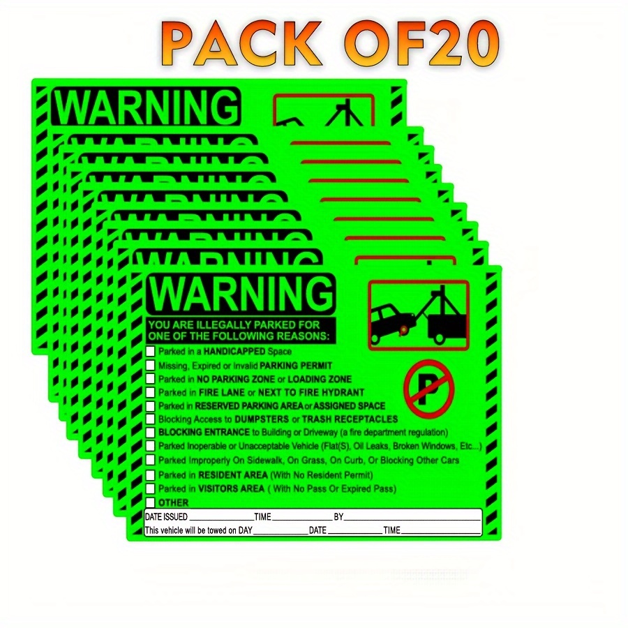 Value Pack 40pcs pack Parking Stickers Notice Warning You Are Illegally Parked Multi Reasons Private Parking Warning Sticker For Car Window