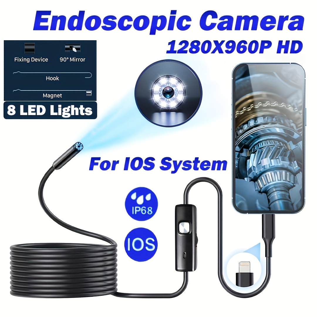 Caméra Endoscopique Endoscope HD 1280P Avec 6 Lumières LED