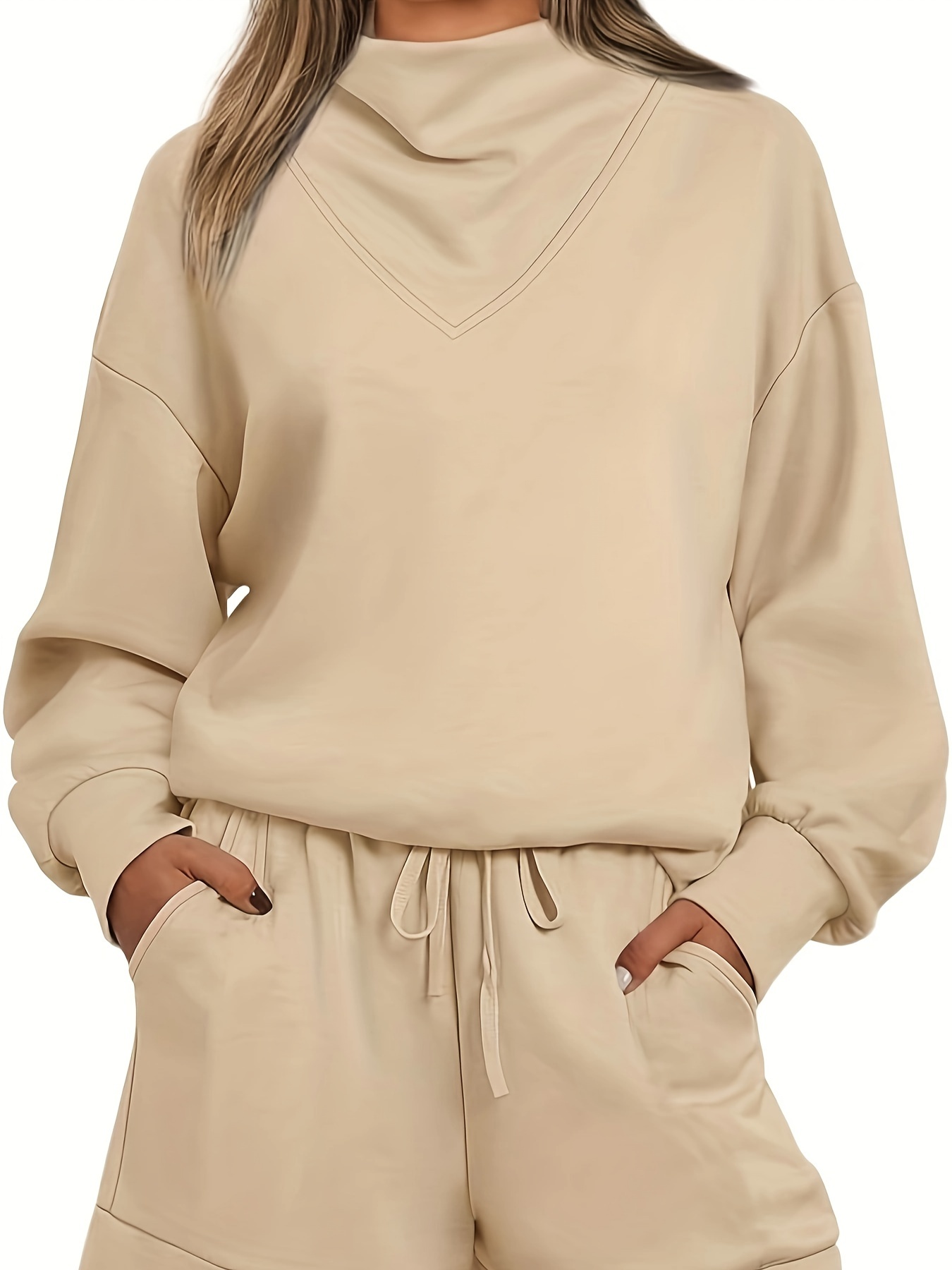 Casual Two piece Set Long Sleeve Sweatshirt Drawstring - Temu Canada