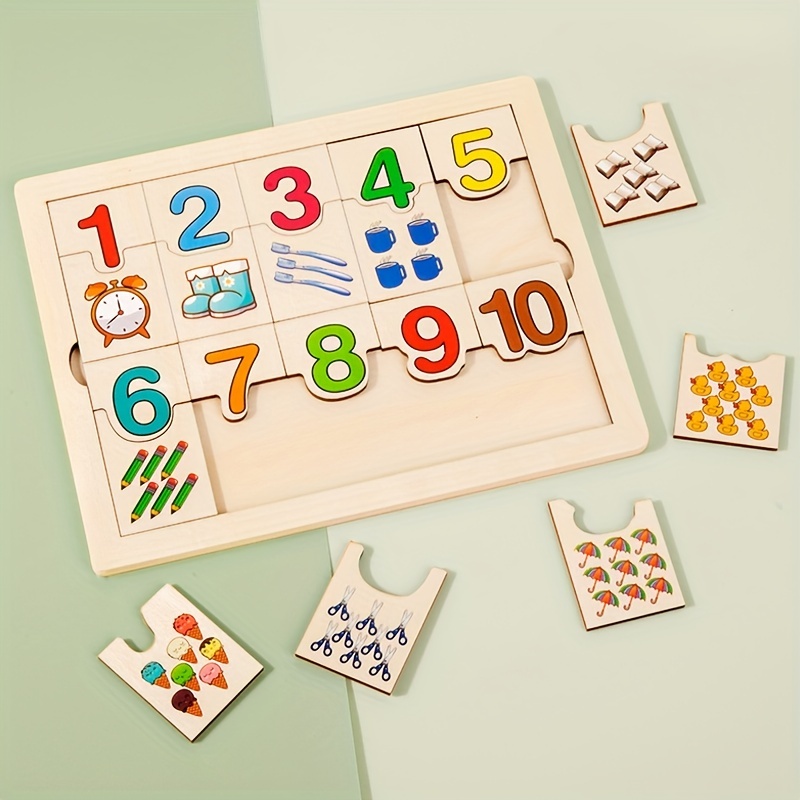 Brinquedos educativos de madeira digitais para crianças, quebra-cabeças  alfabeto e número, aprendizagem precoce, brinquedos infantis