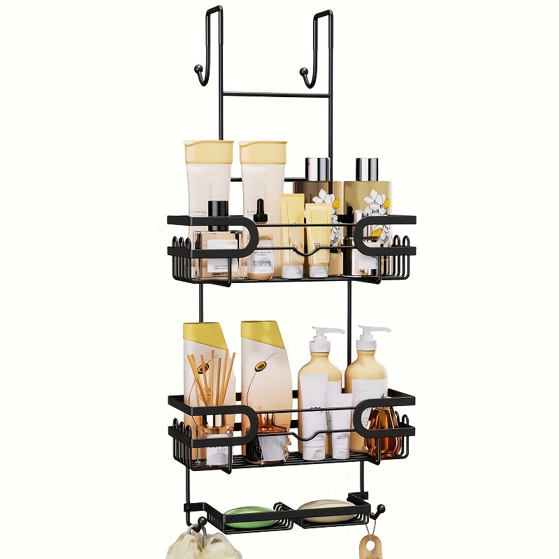 Shower Caddy Over The Door, Hanging Shower Organizer Rustproof No Drilling,  Adjustable Over The Shower Door Caddy Storage Rack With 5-tier Shelf  Baskets, Soap Holder, Towel Hooks For Bathroom - Temu