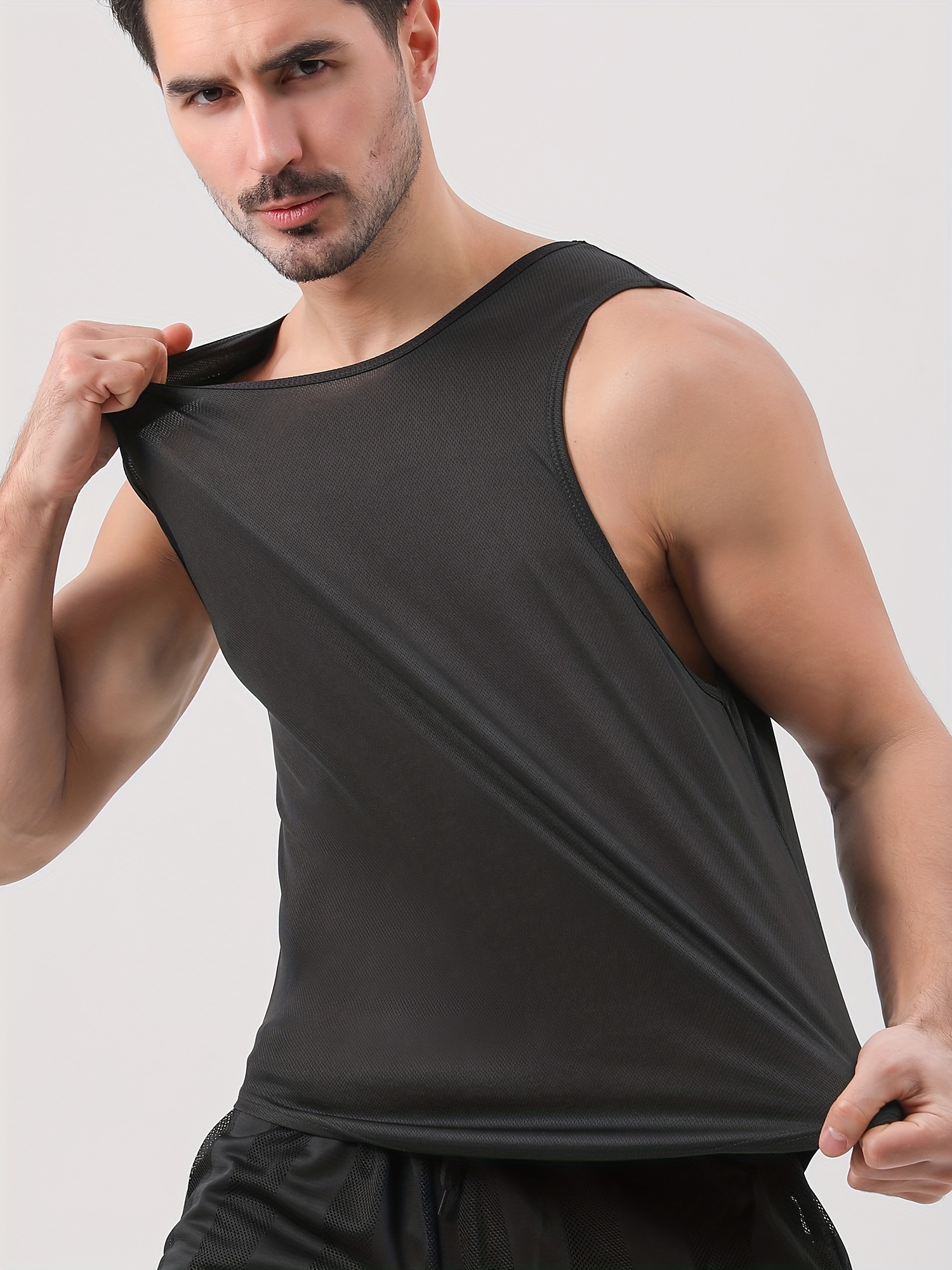 TKing Fashion Mens Shirts Sports Vest Men'S Tight-Fitting Sleeveless  Fitness Suit Basketball Running Yoga Quick-Drying Vest Shirts For Men(Black,M)  