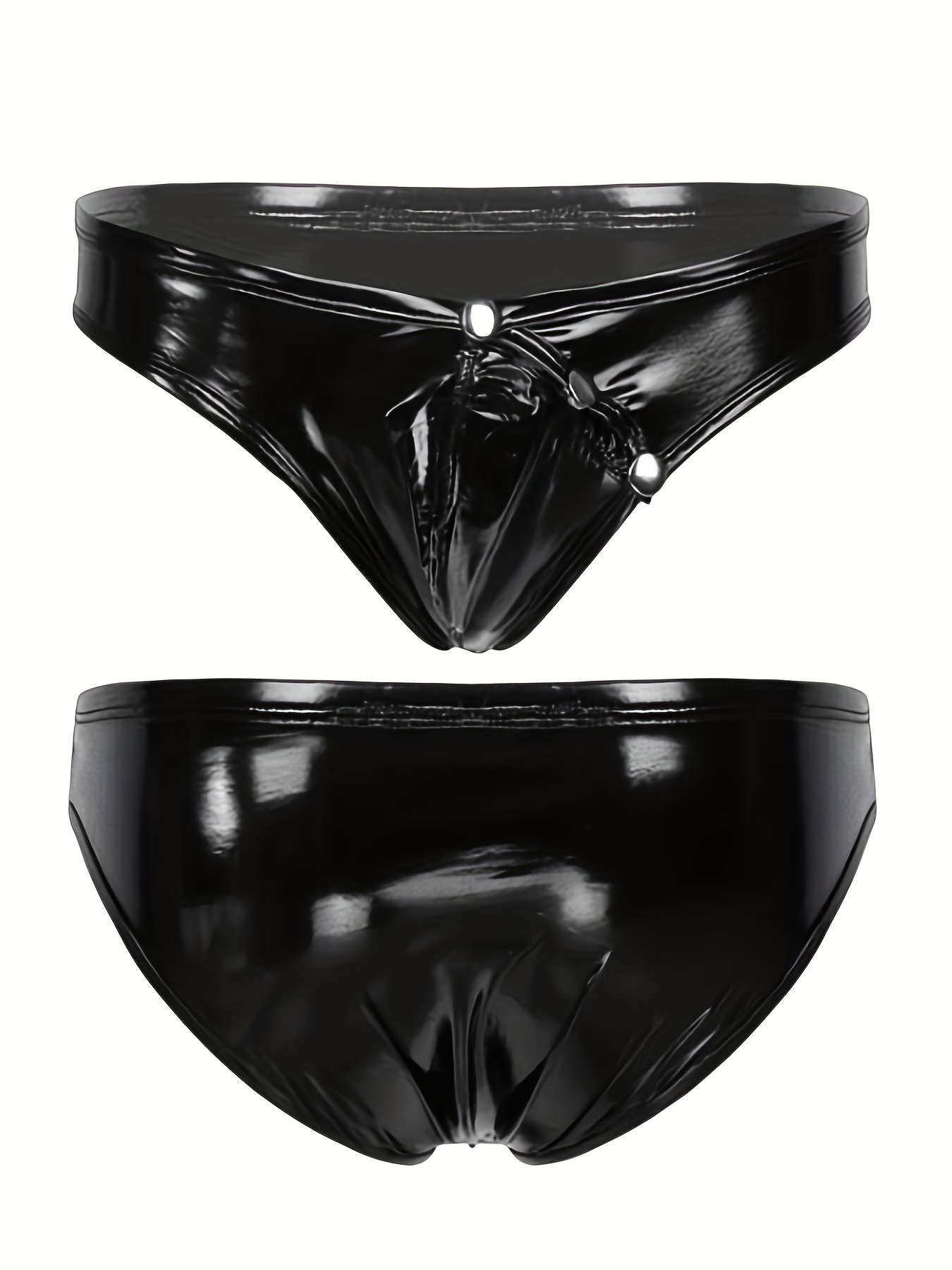 Men Shiny Metallic Underwear Patent Leather Boxer Briefs Low Waist Swim  Briefs