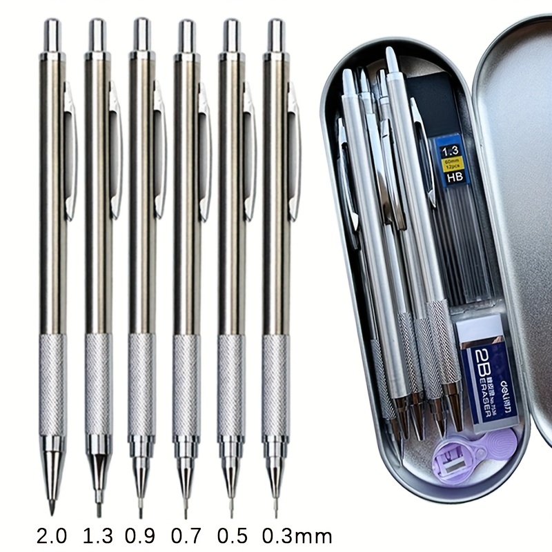 Metal Mechanical Pencil With Pen Box Lead Eraser Pencil - Temu Japan