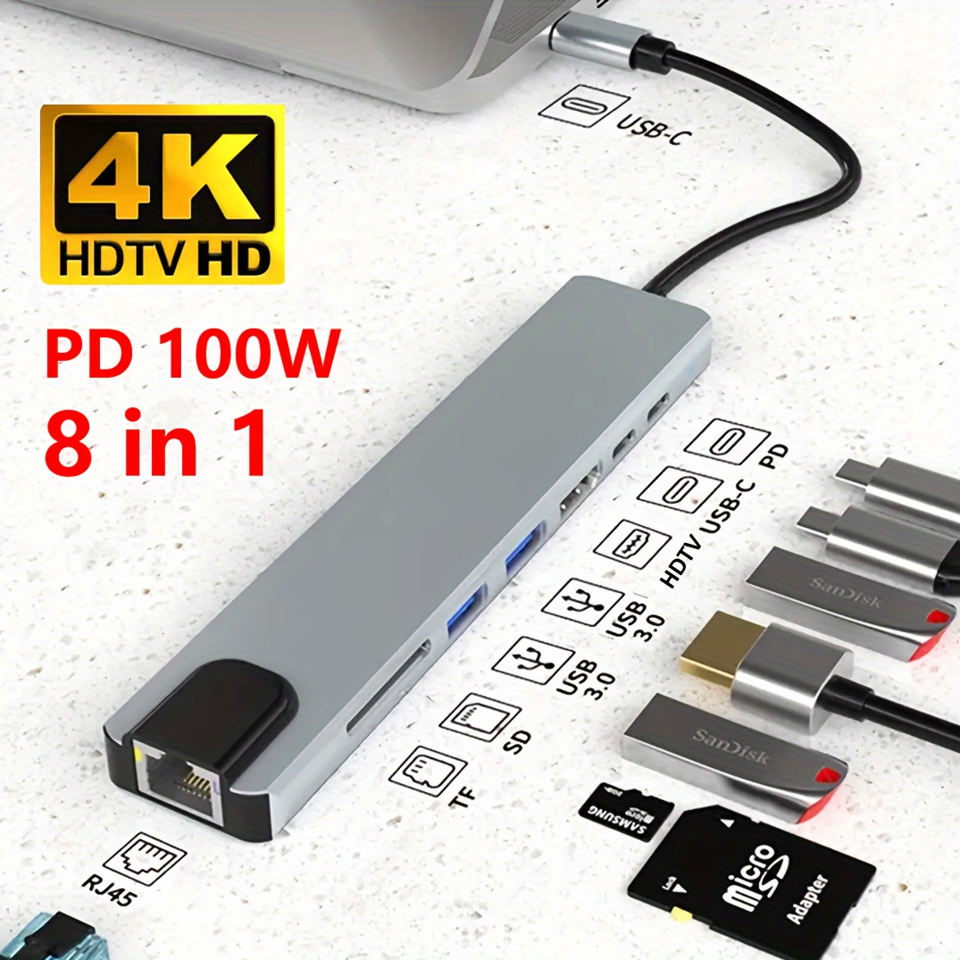 Adaptateur USB C Avec HDTV 4K Lecteur De Carte SD/TF Station - Temu France