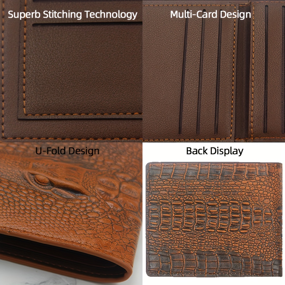 Long Crocodile Print Money Clip Men Multicard Slot Pu Leather Card