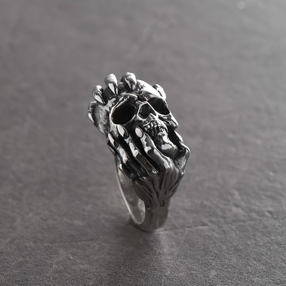 Men's Vintage Skull Charm Ring