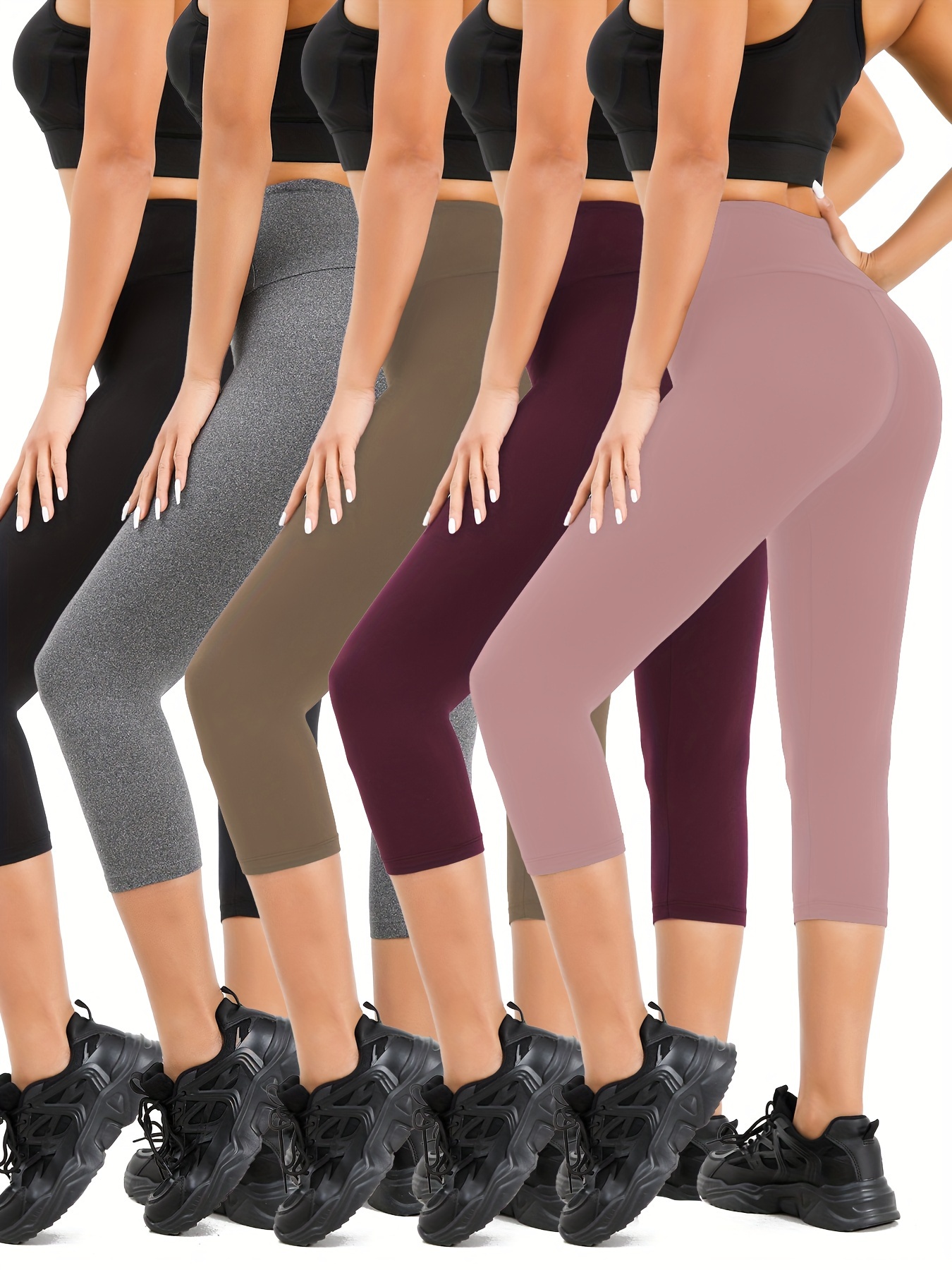 Yogalicious Women's Plus Size High-Rise Active Capri Leggings with Side  Pockets
