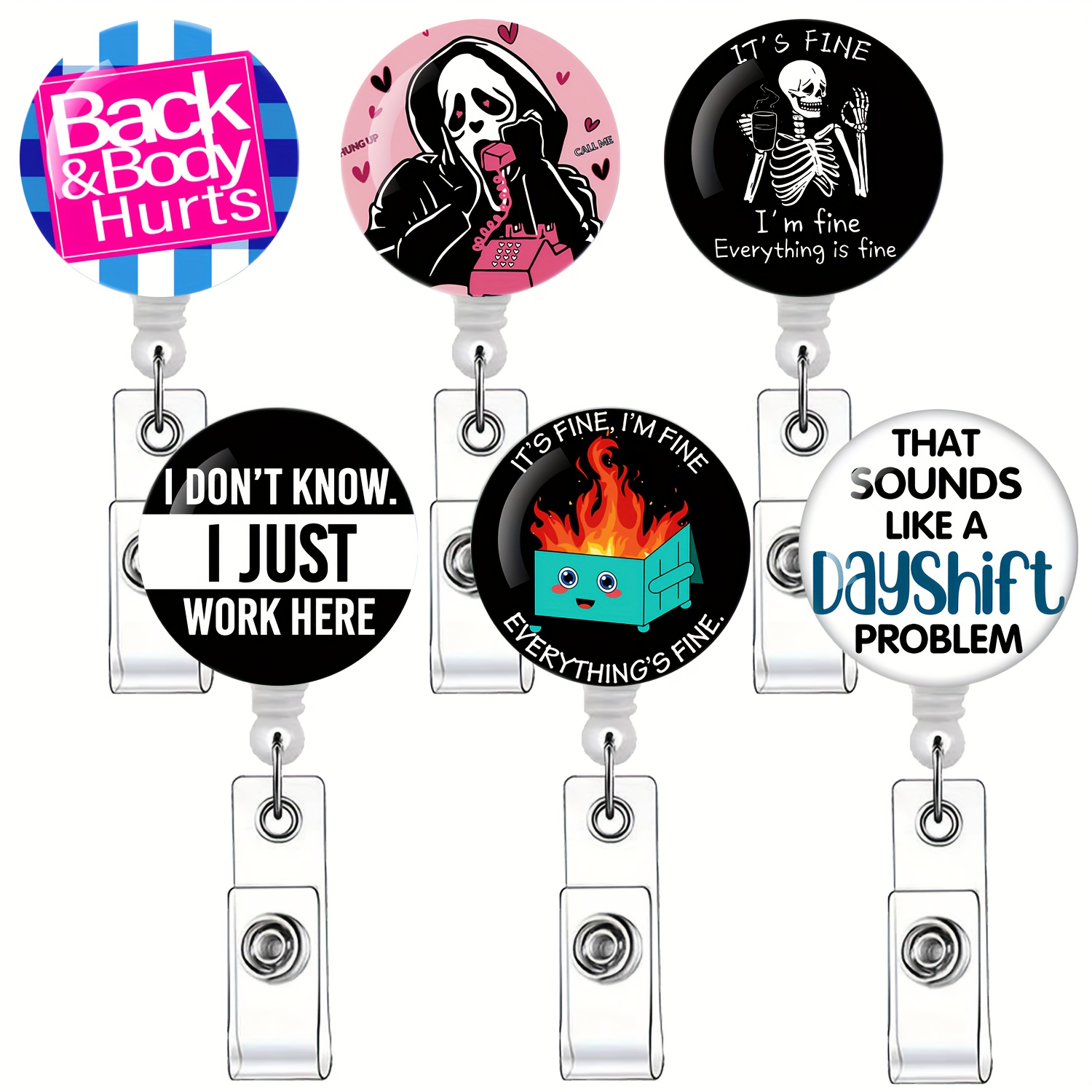  Jouierty 8Pcs Nightmare Badge Reel Holders, Jack and Sally  Retractable Badge Holder Funny Spooky Character ID Name Badge Accessories  for Nurse Office Worker Teacher Student Office Necessary Supplies : Office