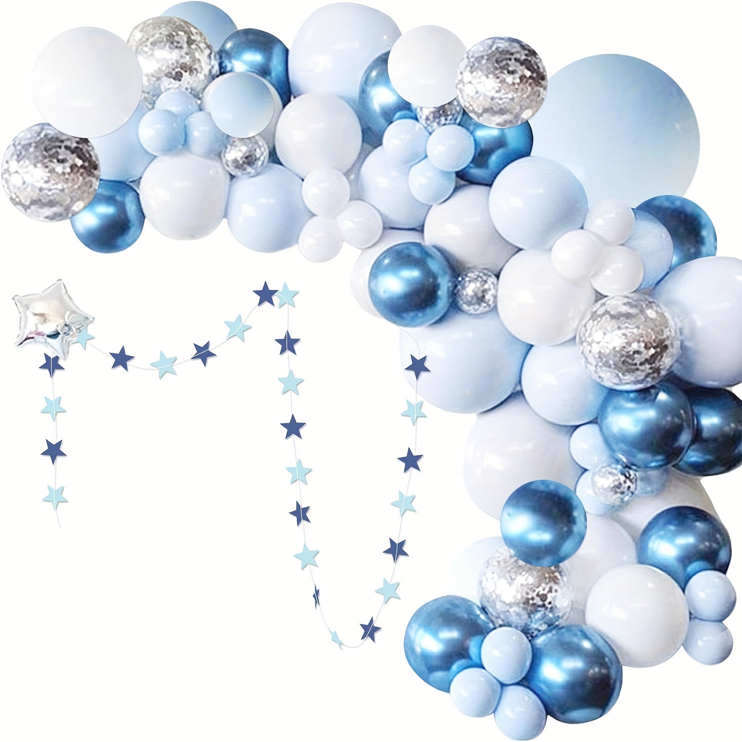 Navy Blue Silver Balloons Arch Kit 132 Pcs Navy Blue Balloon Garland With  White Silver Confetti Latex Balloons Different Sizes For Graduation Baby  Sho