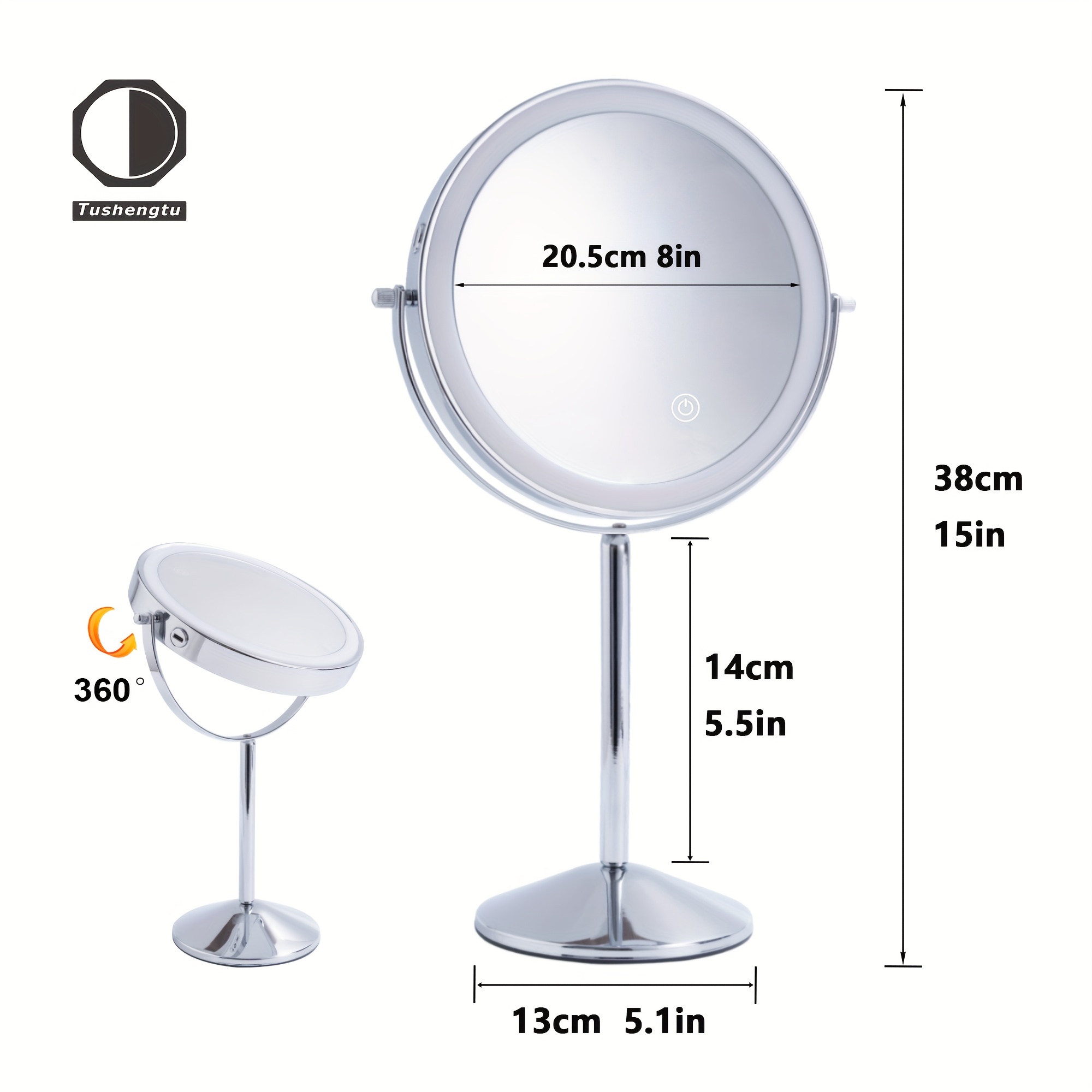 Magnifying Mirror Light 1x/10x Double Sided Rechargeable - Temu
