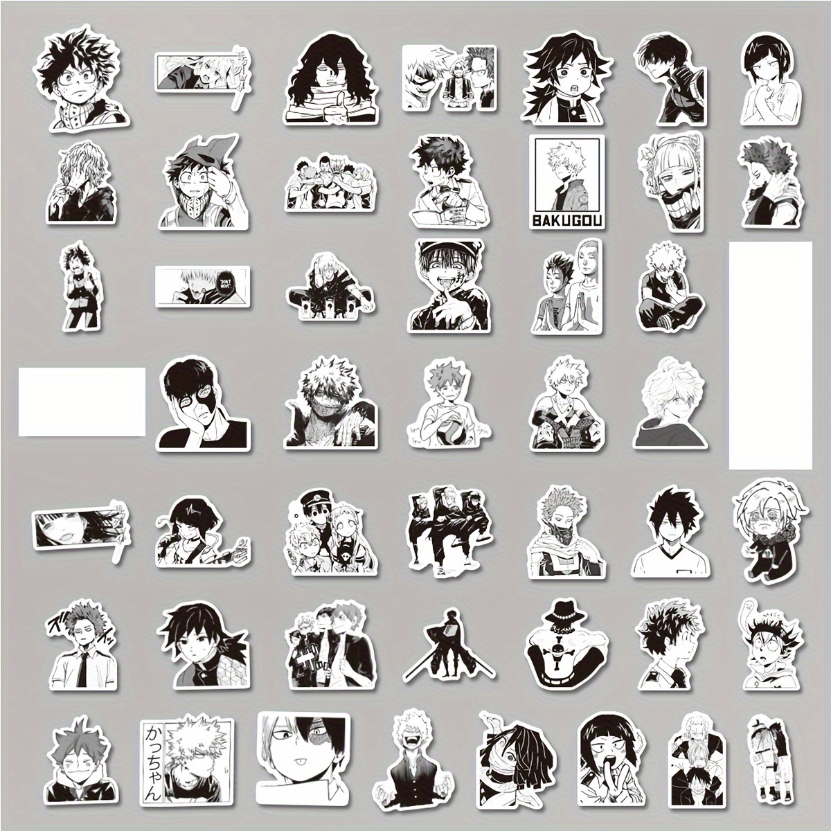 100 Pcs Black And White Mixed Anime Manga Waterproof Stickers Laptop  Waterbottle