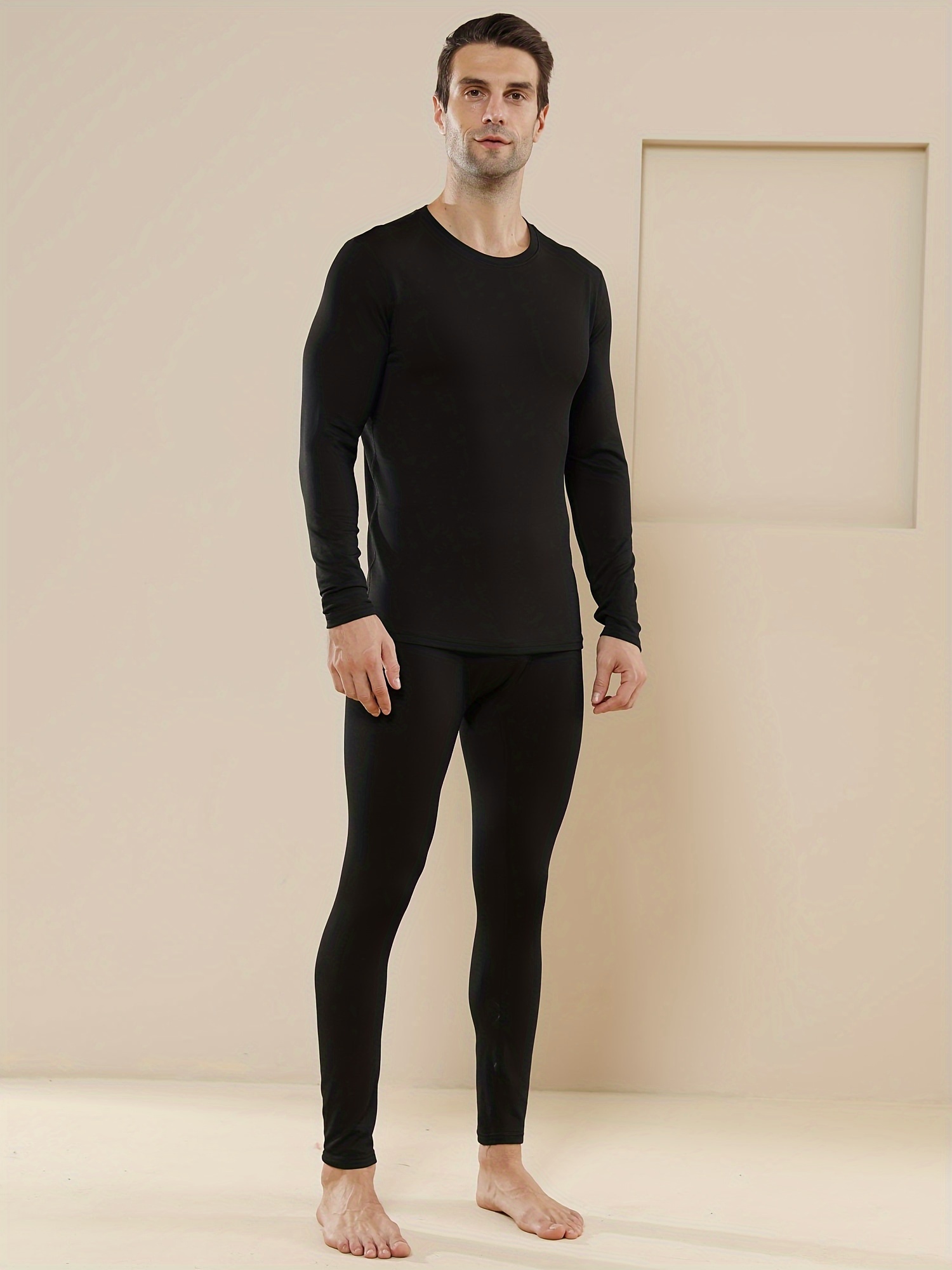 Men's Fleece Thermal Underwear Set Base Layer Sets Fall - Temu Canada