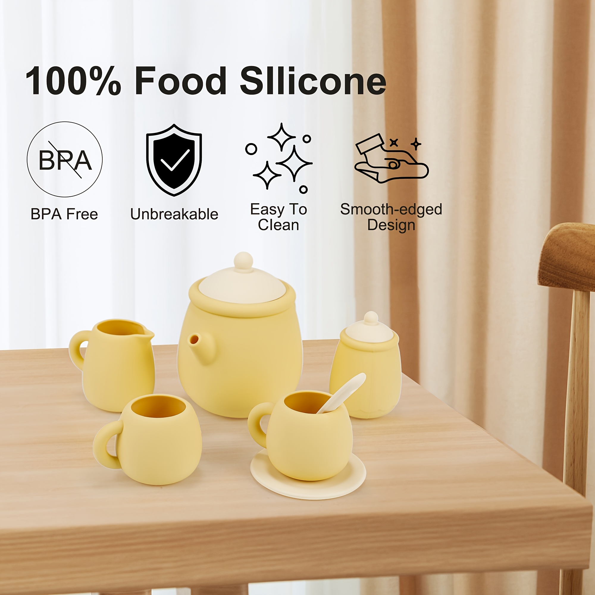 tyry hu silicone   tea set bpa free food grade soft   play kitchen for   perfect christmas or thanksgiving gift in     yellow details 5