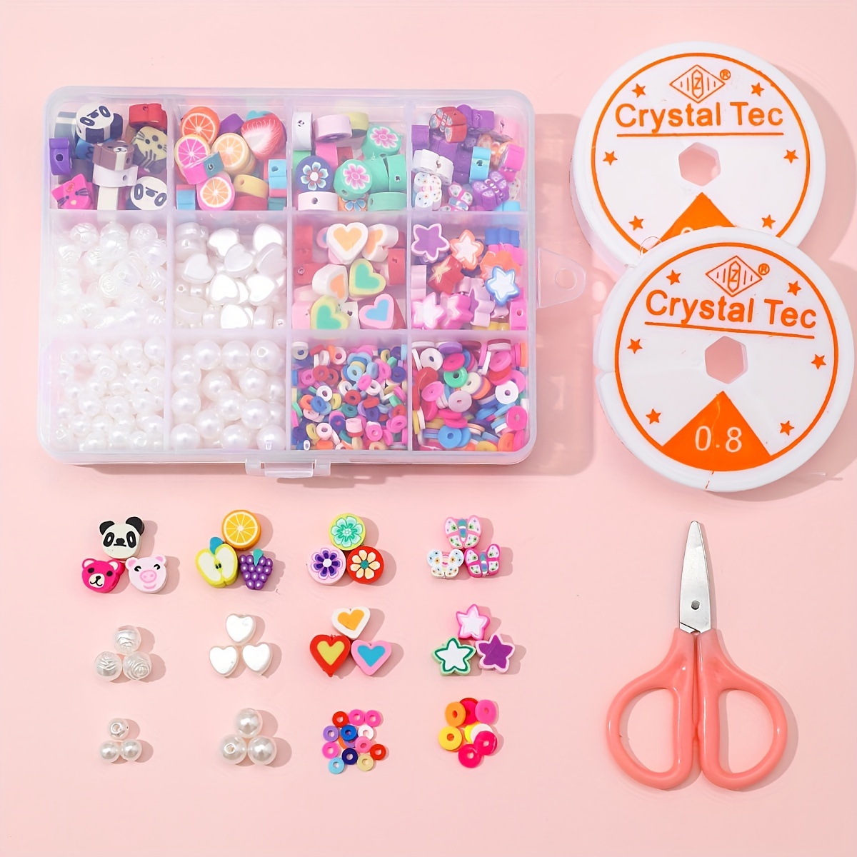 Diy Jewelry Making Kit With Polymer Clay Beads Mixed Pony - Temu