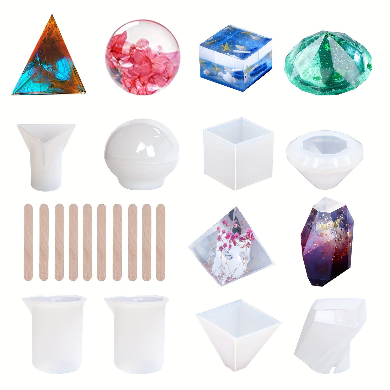 15cm 3D Super Big Pyramid Silicone Mold DIY Handmade Ornament Decoration  Craft Mould UV Epoxy Resin For Dried Flower Molds