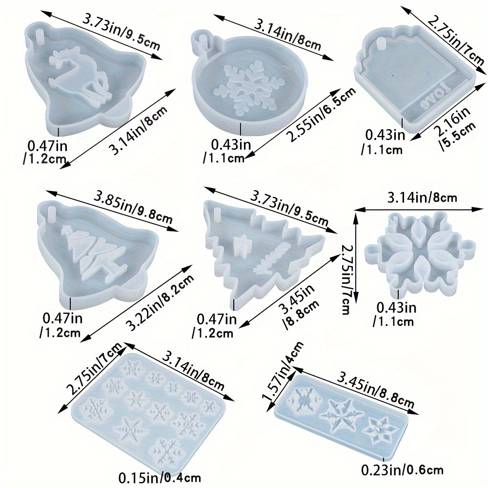  14 Pieces Christmas Resin Silicone Molds Christmas Snowflake  Keychain Molds Christmas Tree Epoxy Casting Mold Christmas Theme Bell Mold  with Hanging Hole for Christmas Home Party Decor Supplies : Arts, Crafts