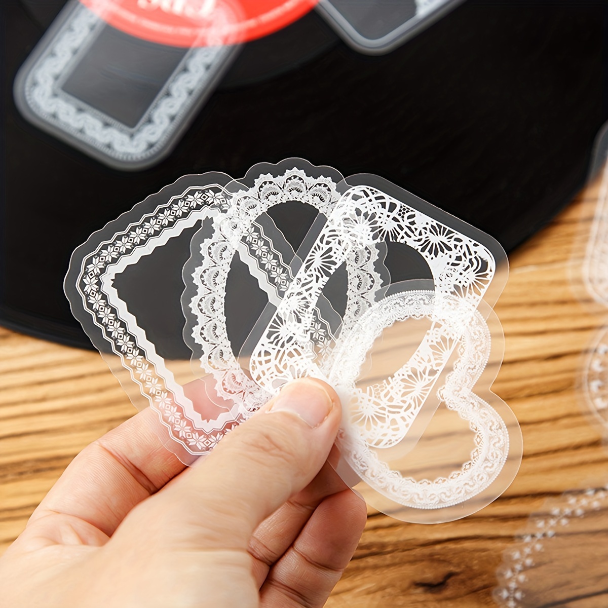 Lace Transparent Stickers Waterproof Self adhesive Stickers - Temu