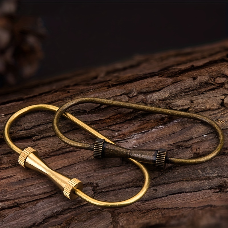 Dnyta Oval Gold Keychain Ring Brass Hex Nut Screw Lock Clip Durable Key  Chain