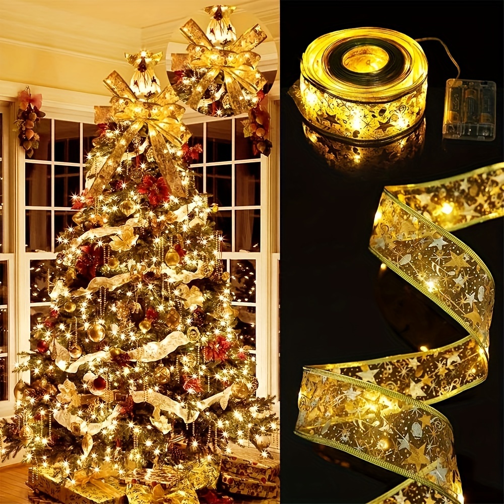 Christmas Ribbon Lights 40 Led Lights Battery Powered Copper - Temu