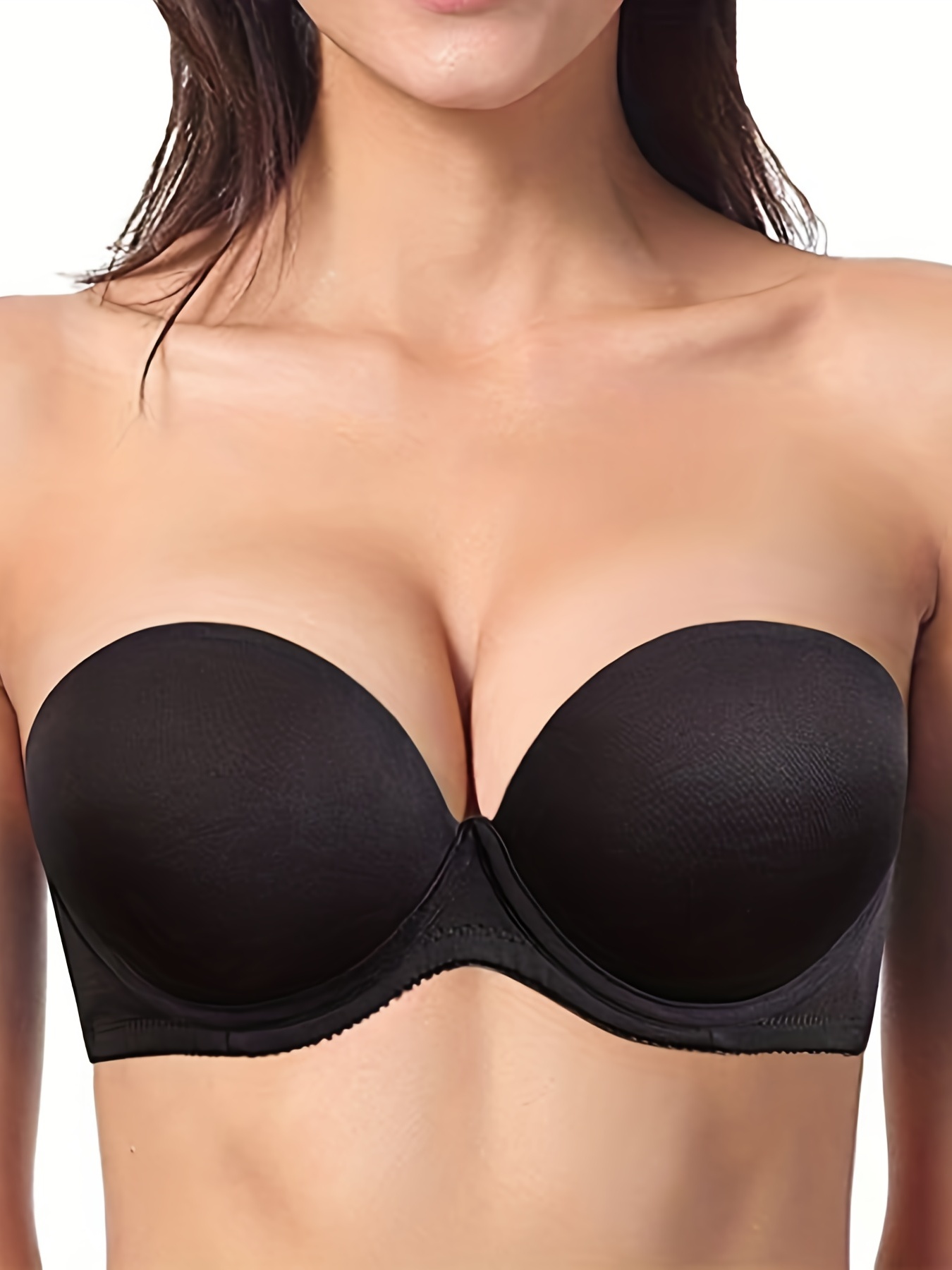 Women's Simple Bra, Plus Size Solid Non-slip Padded Underwire Convertible  Multiway Bra